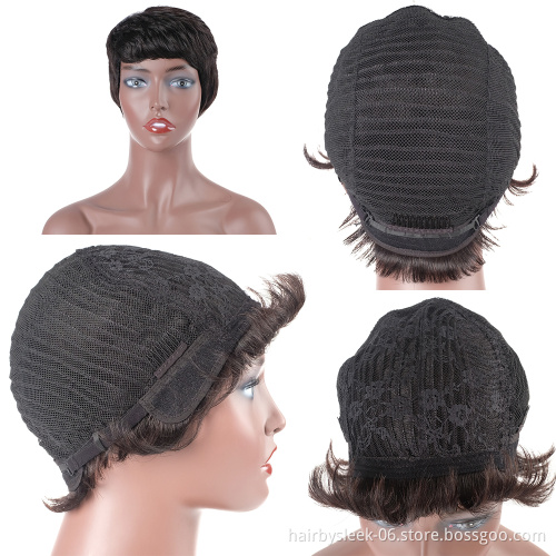 Rebecca fashion Very short Wigs wholesale Middle Part Peruvian Remy Hair High density Lace Front Wigs Human Hair wigs